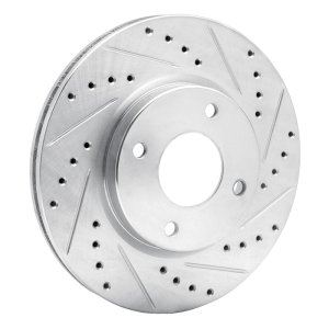 Nissan CUBE Brake Rotor (1) - Front Right - R1 Concepts - Drilled & Slotted - Silver - `07-`14